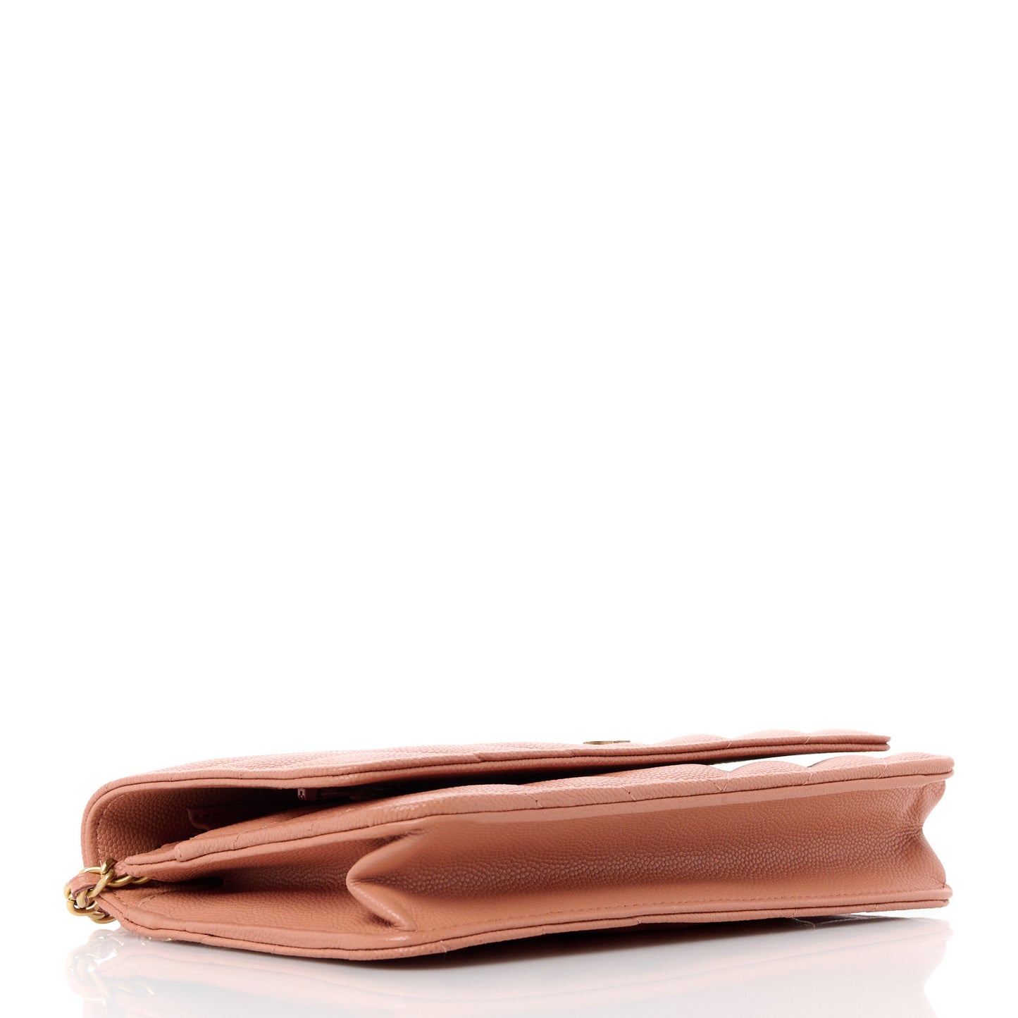 Calfskin Chevron Quilted Wallet On Chain WOC Dark Pink