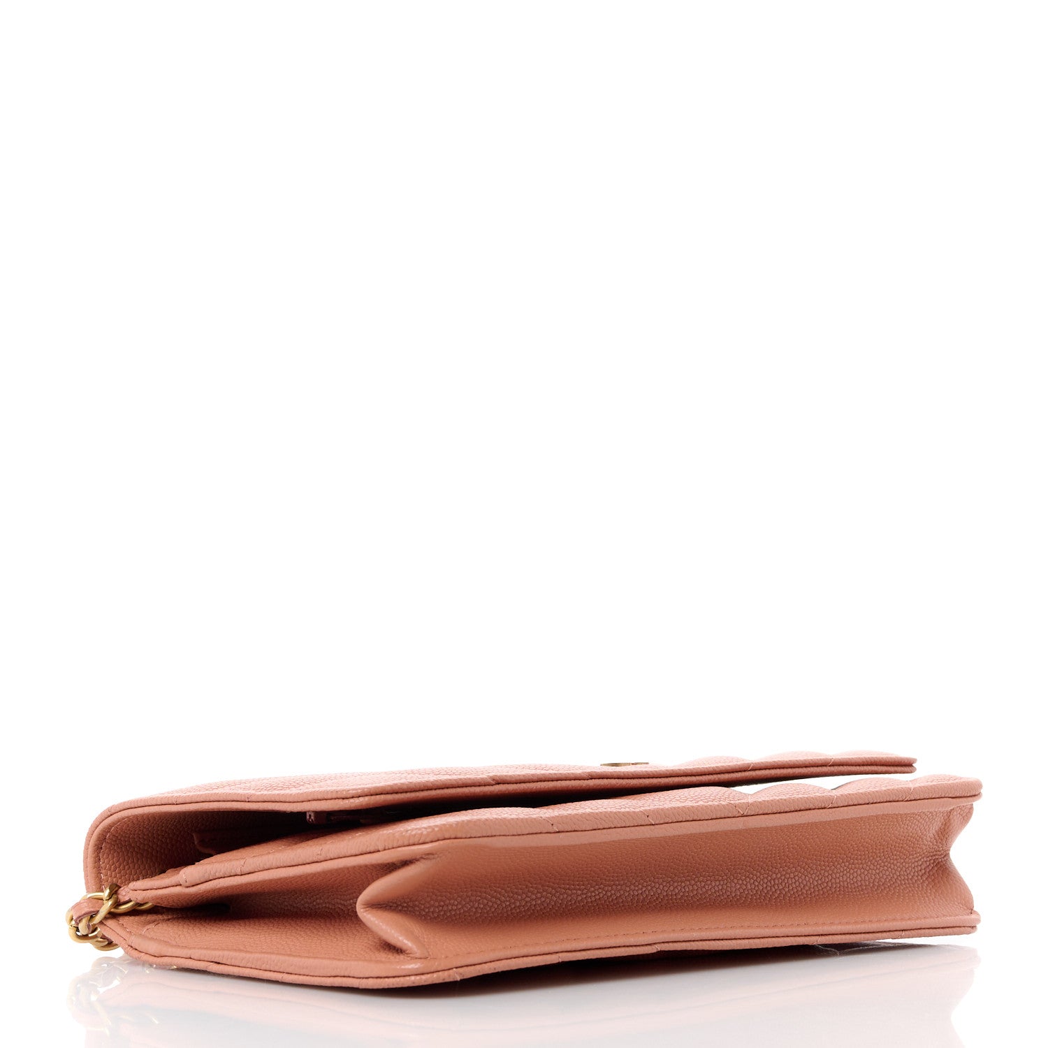 Chanel Calfskin Chevron Quilted Wallet On Chain WOC Dark Pink 4 of 12