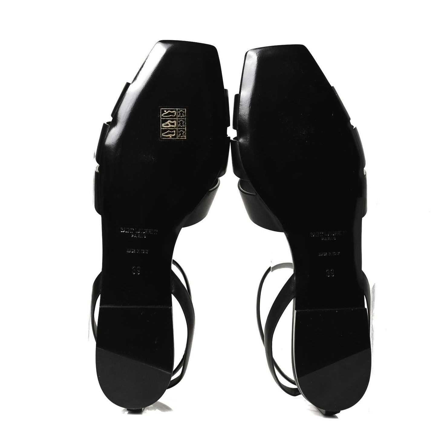Calfskin Tribute 05 Ankle Strap Flat Sandals 39 Black