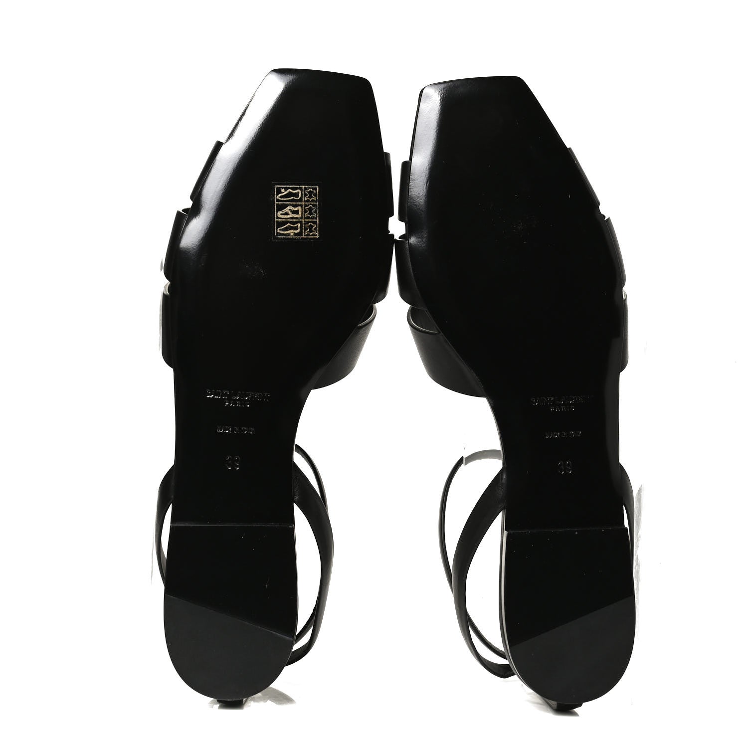 Saint Laurent Calfskin Tribute 05 Ankle Strap Flat Sandals 39 Black 7 of 12