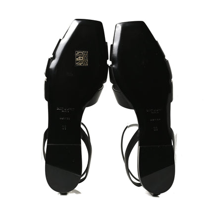 Saint Laurent Calfskin Tribute 05 Ankle Strap Flat Sandals 39 Black 7 of 12