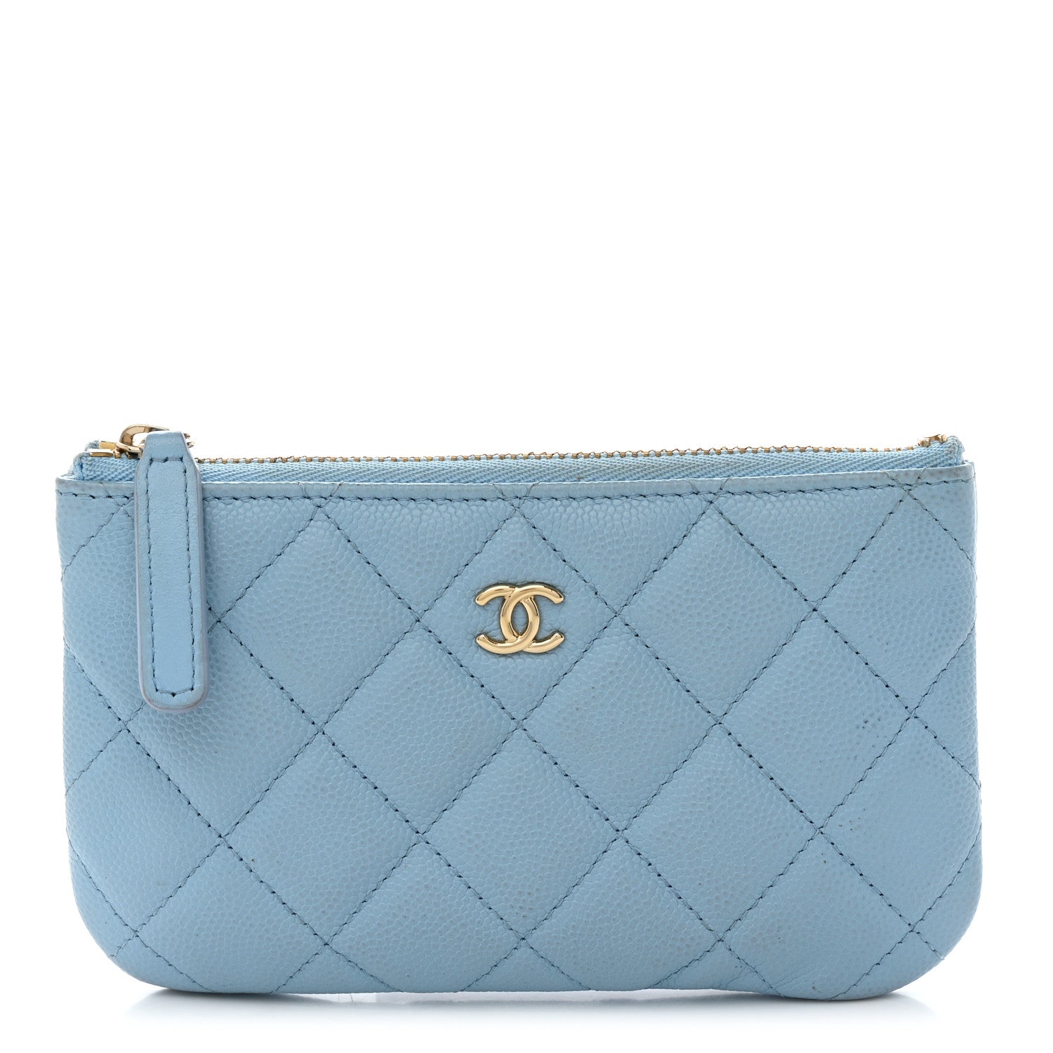 Chanel Caviar Quilted Small Cosmetic Case Light Blue 1 of 9