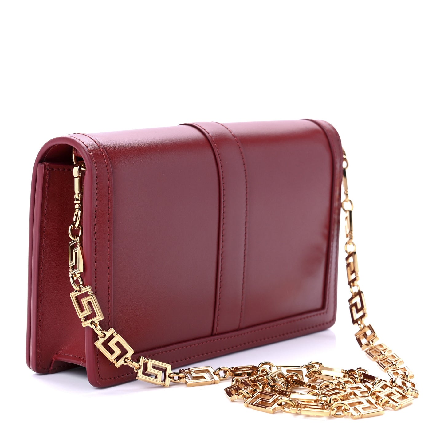 Calfskin Greca Goddess Wallet On Chain Red