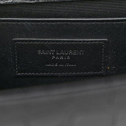 Saint Laurent Calfskin Crocodile Embossed Medium Classic Monogram Kate Tassel Satchel Black 6 of 9