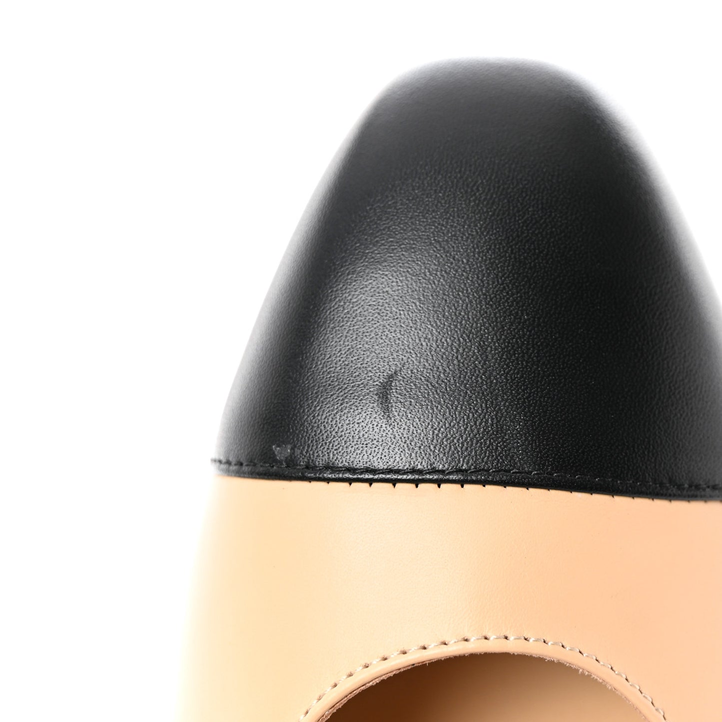 Lambskin Cap Toe CC Uniform Ballerina Flats 40 Beige Black