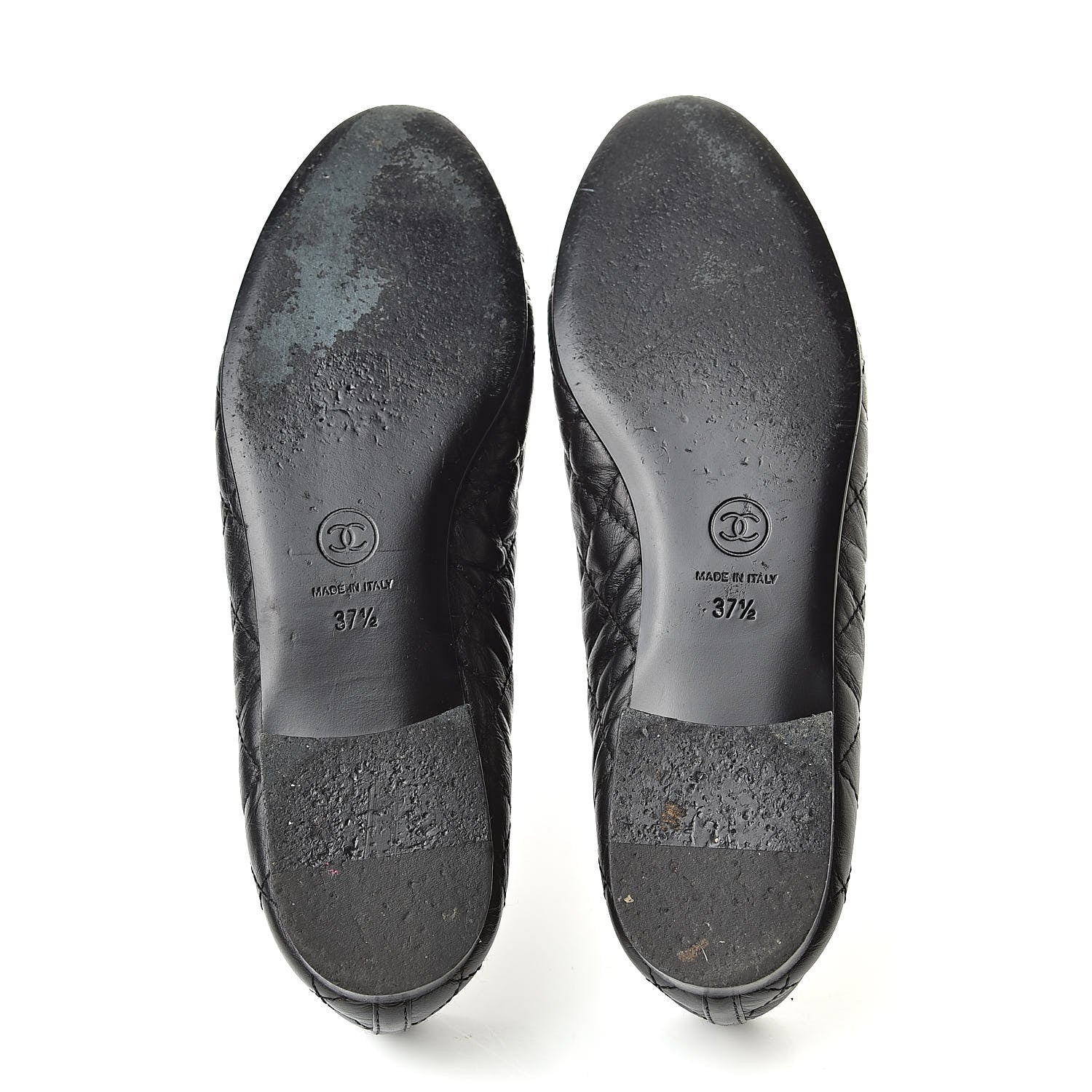 Chanel Aged Calfskin Quilted Cap Toe Ballerina Flats 37.5 Black 5 of 15