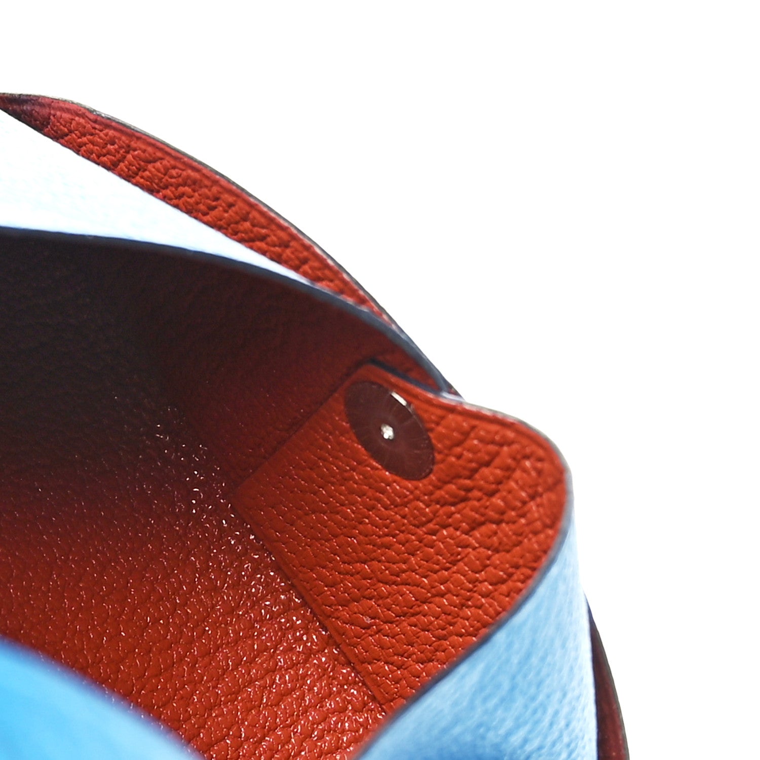 Hermes Chevre Mysore Verso Calvi Card Case Bleu Frida Cuivre 9 of 9