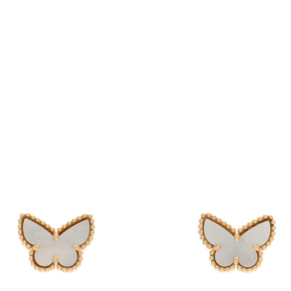 Van Cleef & Arpels 18K Yellow Gold Mother of Pearl Sweet Alhambra Butterfly Earrings 1 of 5