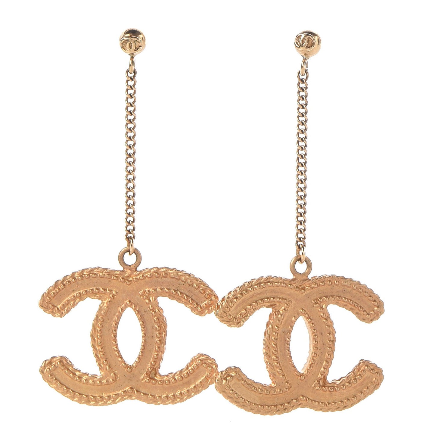 CC Drop Earrings Matte Gold