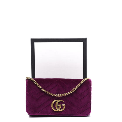 Gucci Velvet Matelasse GG Marmont Mini Bag Fuchsia Violet Cyclamen 10 of 10