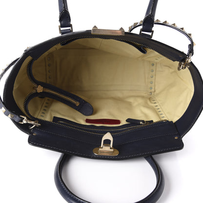 Valentino Garavani Vitello Rockstud Double Handle Tote Marine 6 of 10
