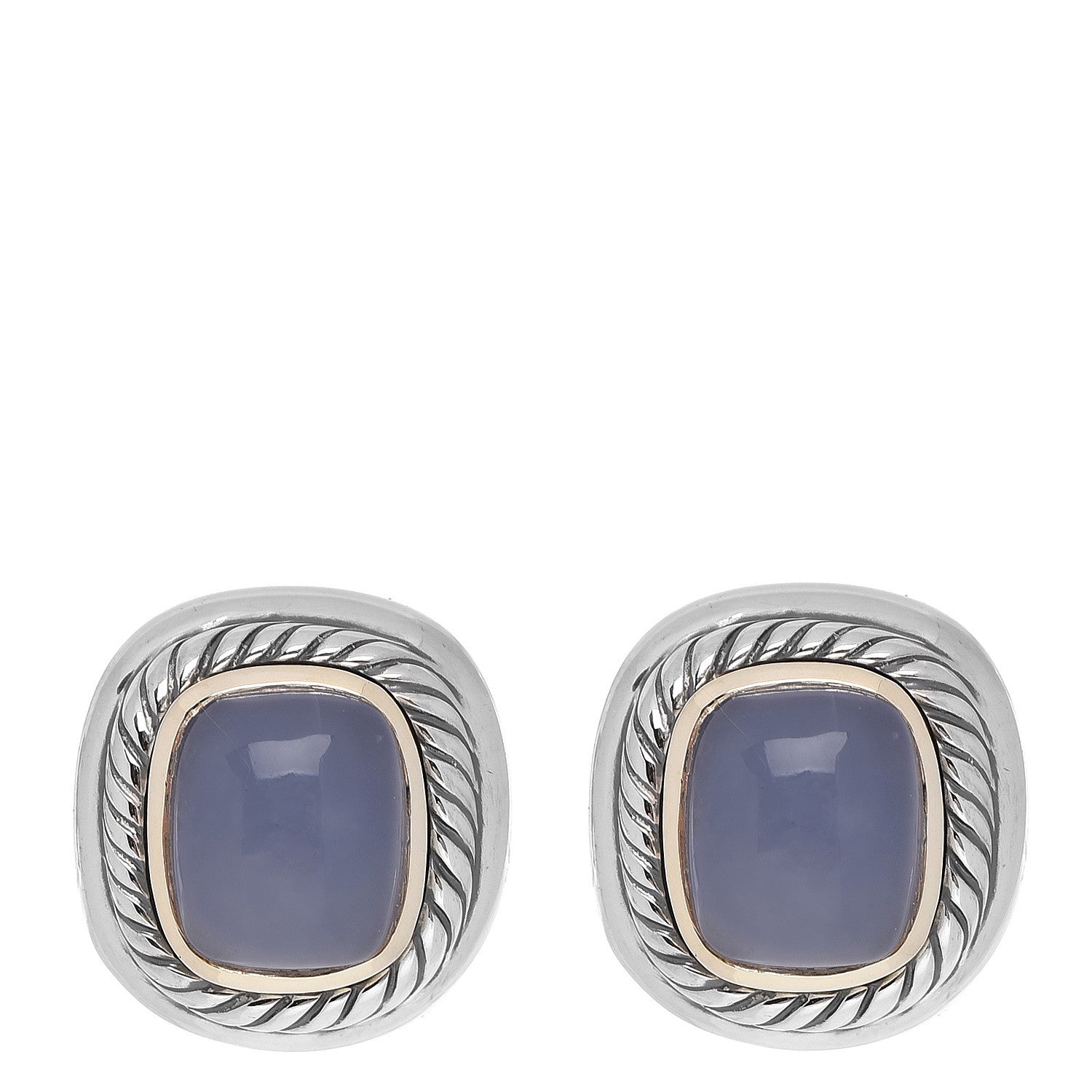 David Yurman Sterling Silver 14K Yellow Gold Chalcedony Albion Earrings 1 of 5