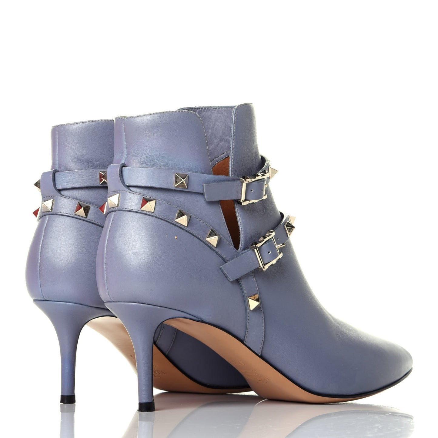 Calfskin Rockstud Double Buckle 65mm Ankle Boots 37.5 London Stone