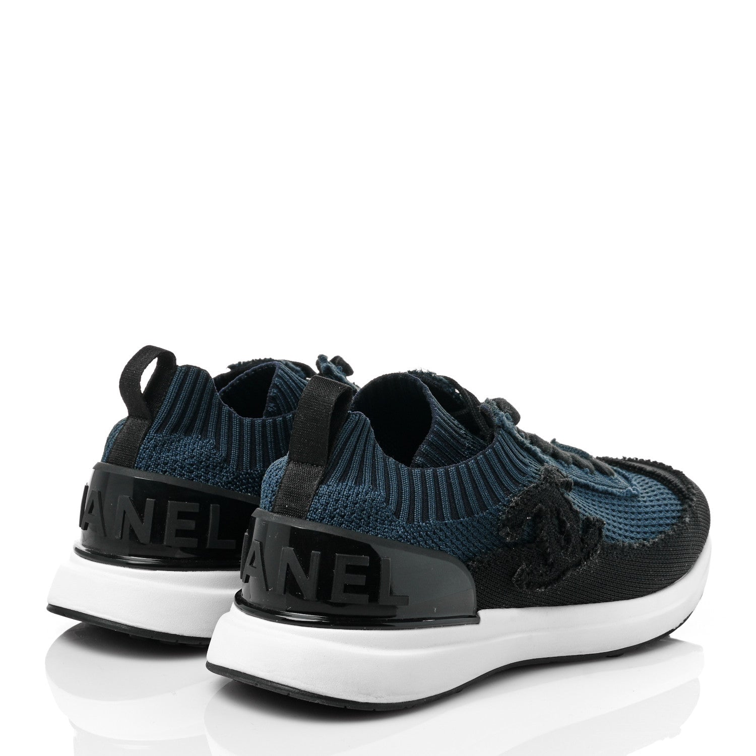 Chanel Fabric Logo Sneakers 40 Navy Black 4 of 9