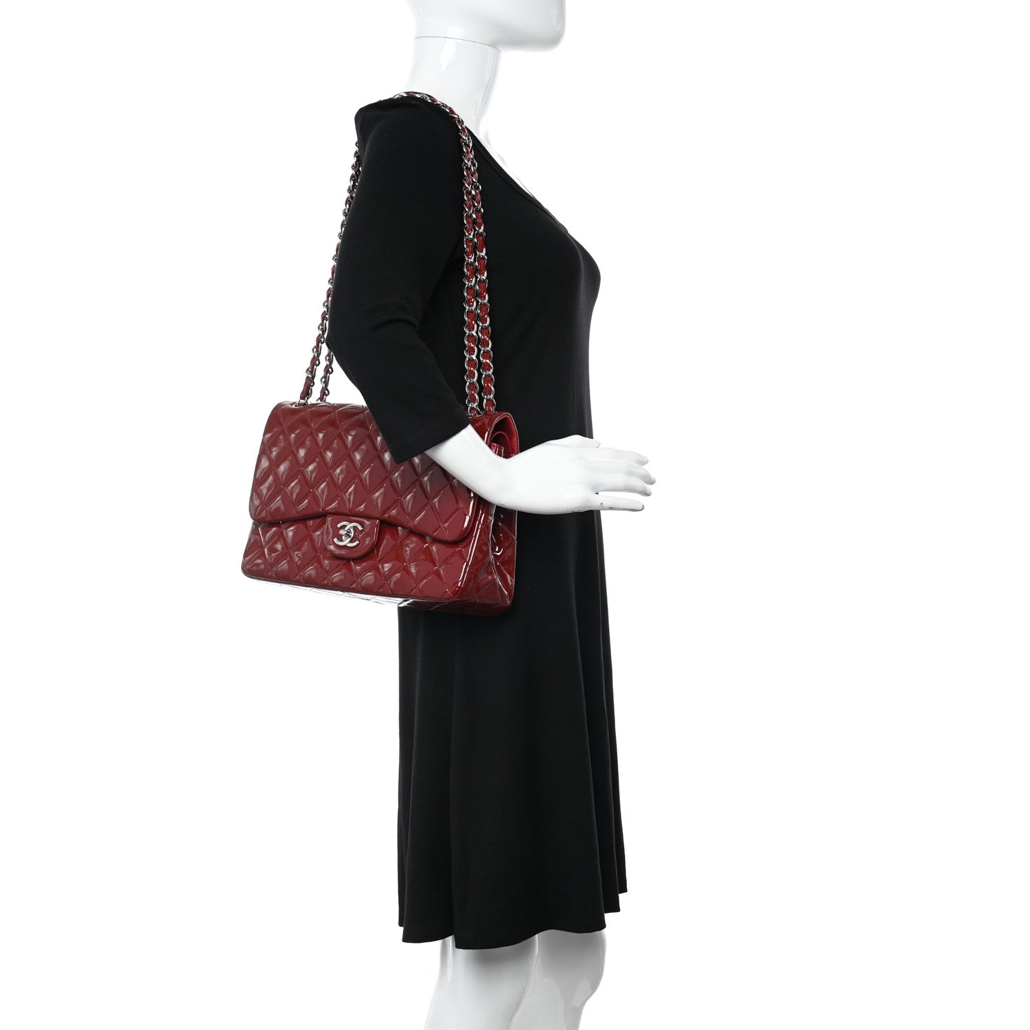 Chanel Patent Quilted Jumbo Double Flap Red 2 of 12