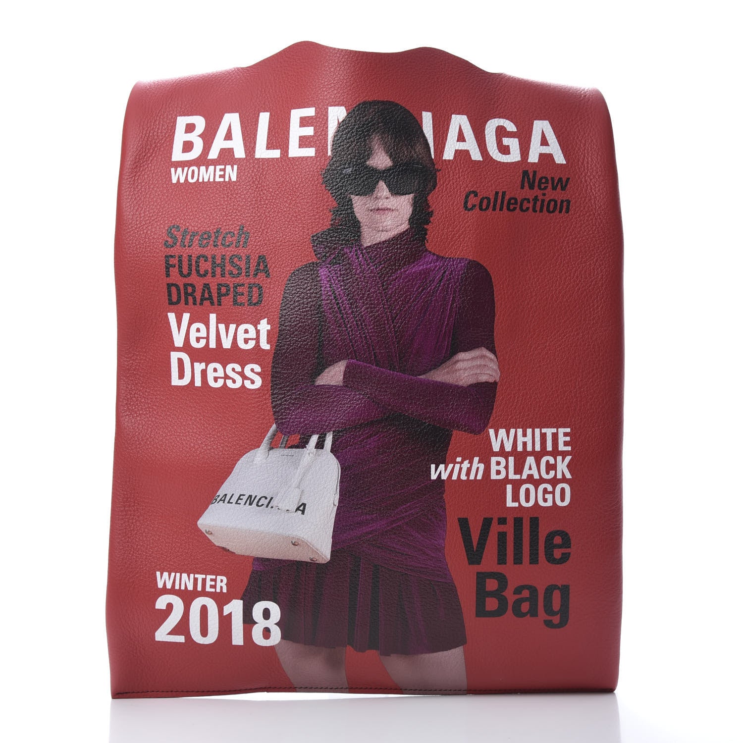 Balenciaga Grained Calfskin Winter 18 Campaign Medium Supermarket Tote Red Blue 13 of 13