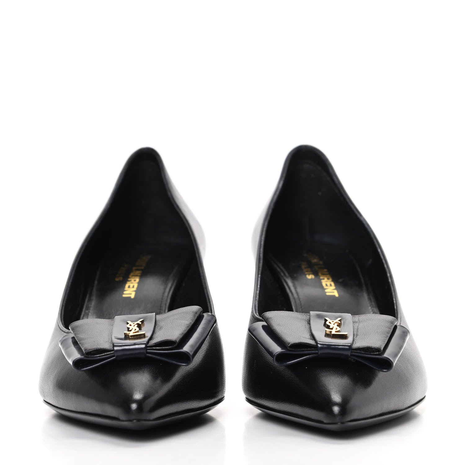 Saint Laurent Calfskin Bow Anais Pumps 37 Black 2 of 9