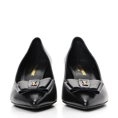 Saint Laurent Calfskin Bow Anais Pumps 37 Black 2 of 9