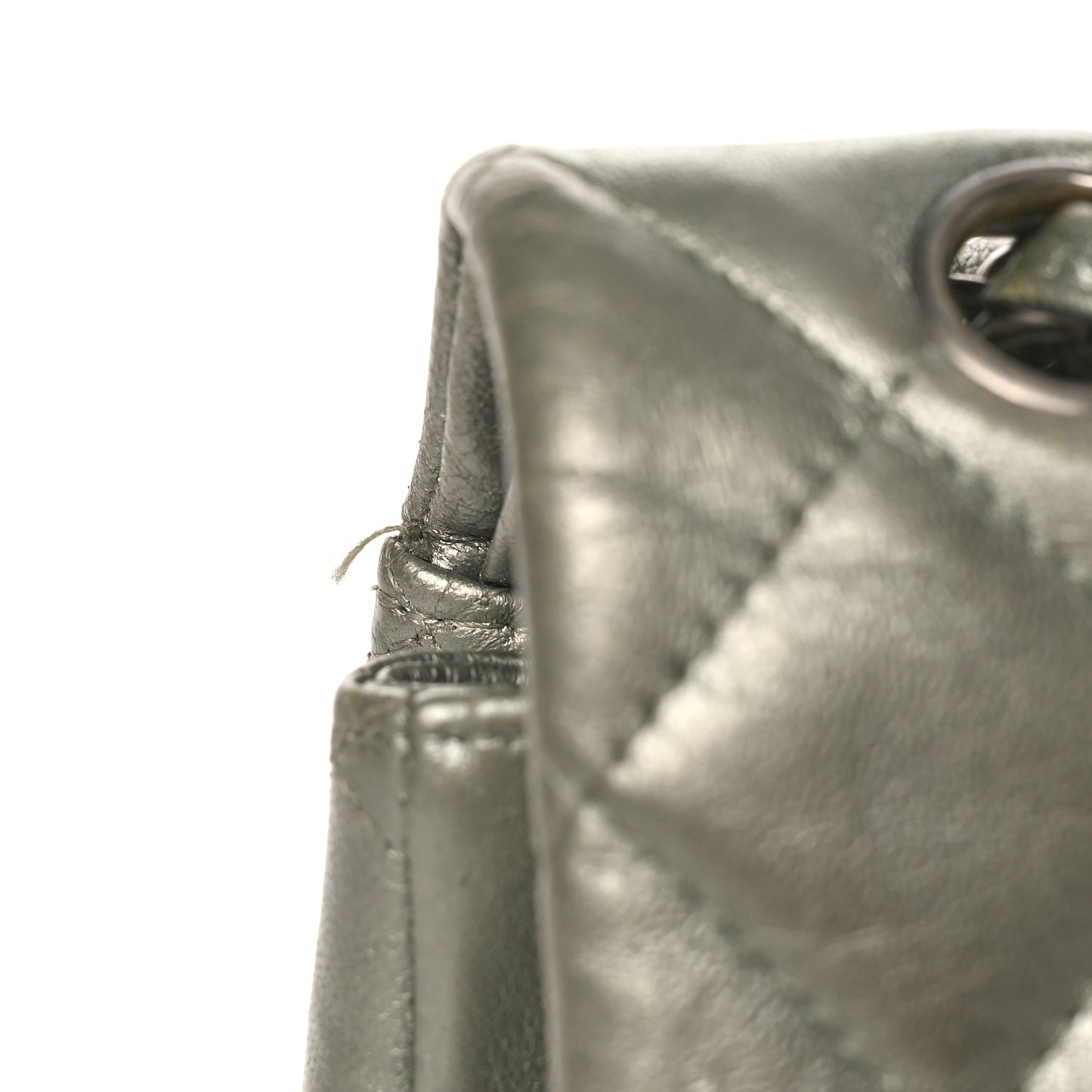 Metallic Lambskin Quilted Maxi Double Flap Green