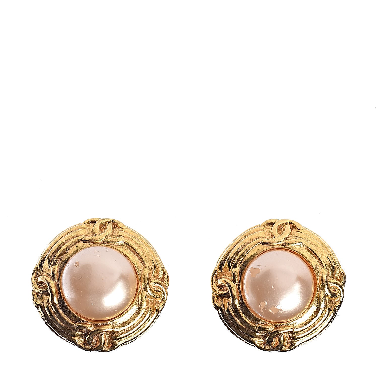 Chanel Pearl Clip On Earrings Gold 1 of 5