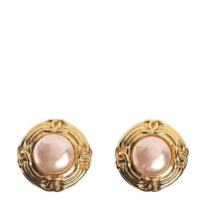 Chanel Pearl Clip On Earrings Gold 1 of 5