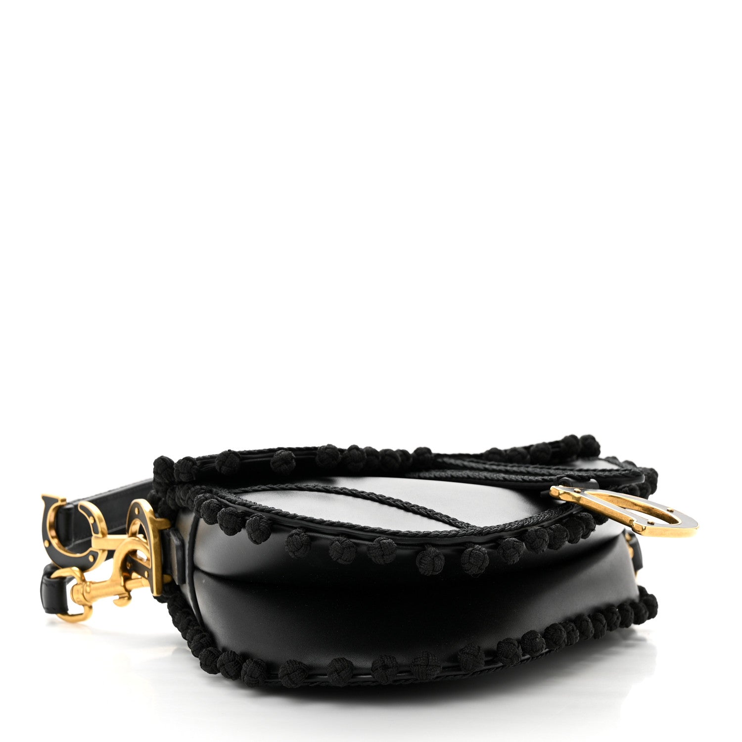 Christian Dior Calfskin Pom Pom Saddle Bag Black 4 of 10