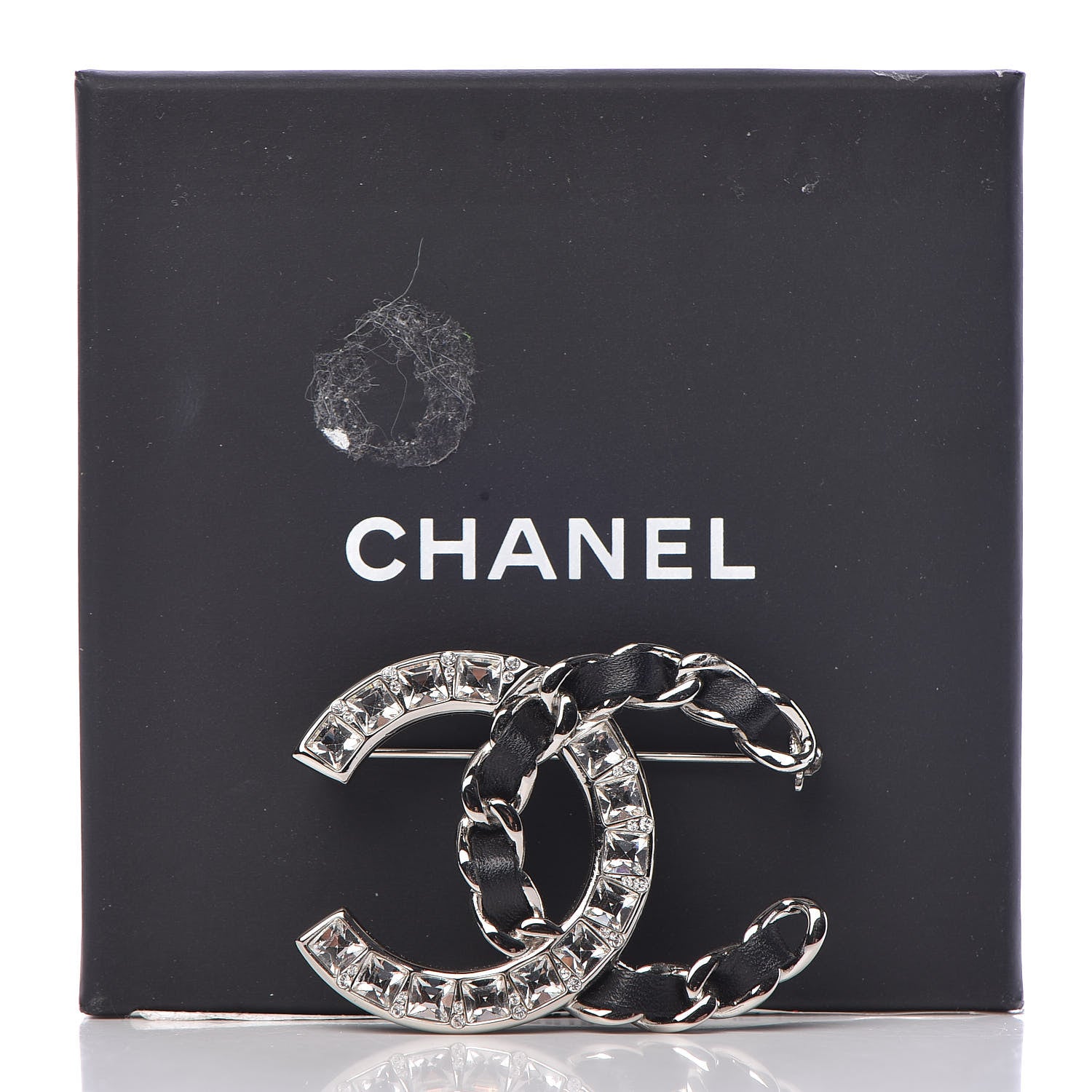 Chanel Lambskin Baguette Crystal CC Brooch Black Silver 5 of 5