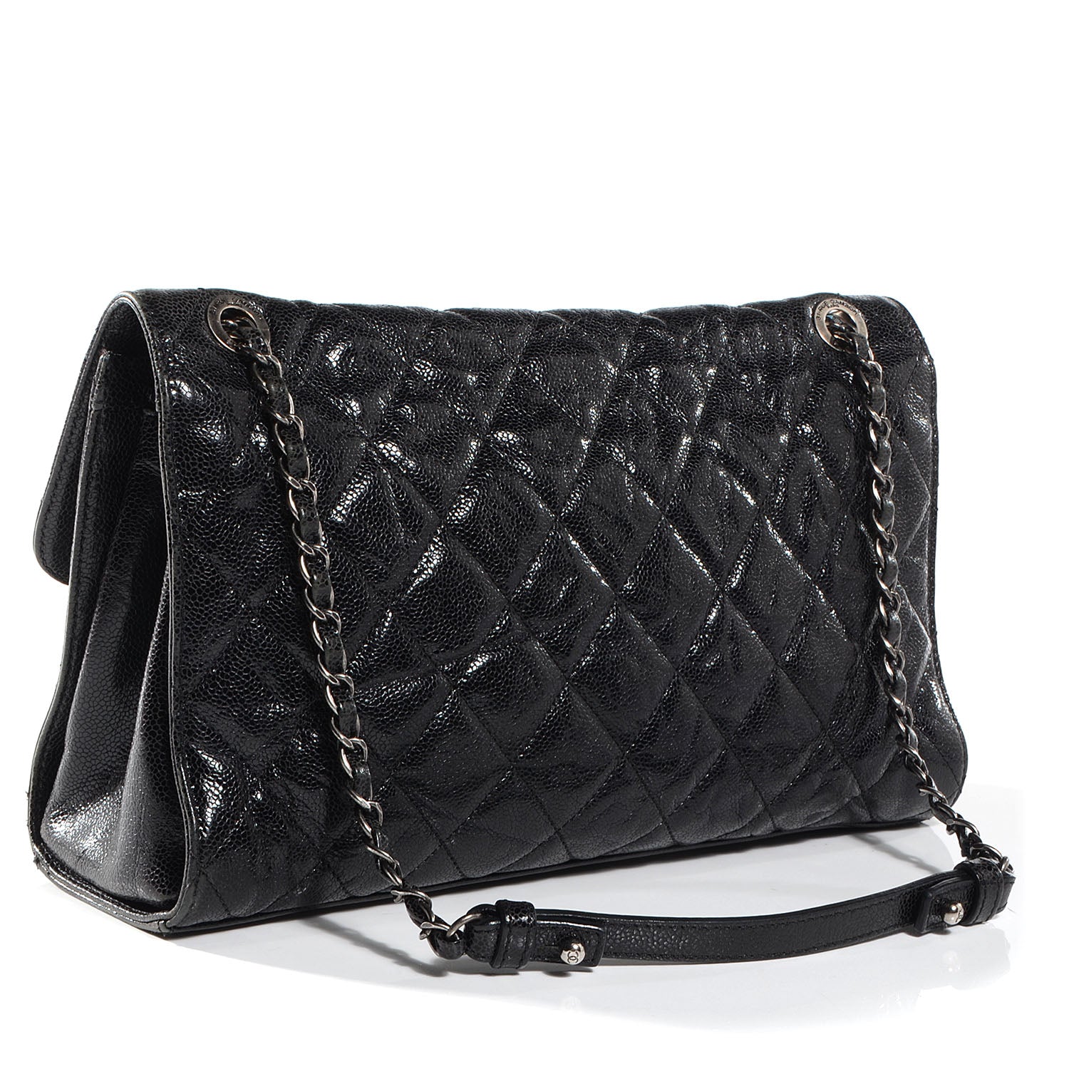 Chanel Crumpled Grained Calfskin CC Crave Jumbo Flap Black 3 of 8