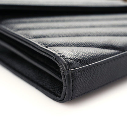 Saint Laurent Grain De Poudre Matelasse Chevron Monogram Chain Wallet Black 5 of 17