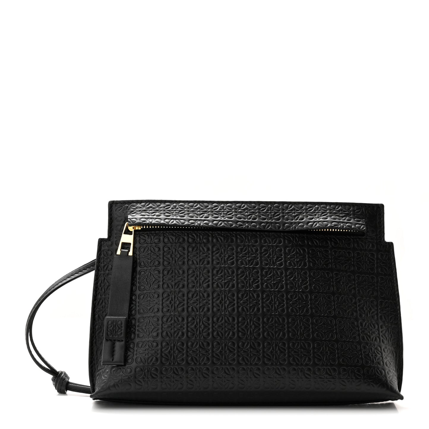 Calfskin Embossed Mini Repeat T Pouch Black