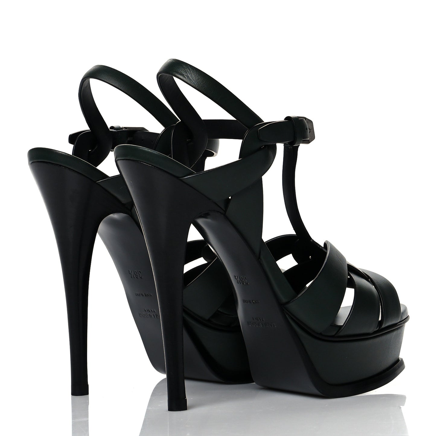 Calfskin Tribute 105 Platform Sandals 36.5 New Vert Fonce