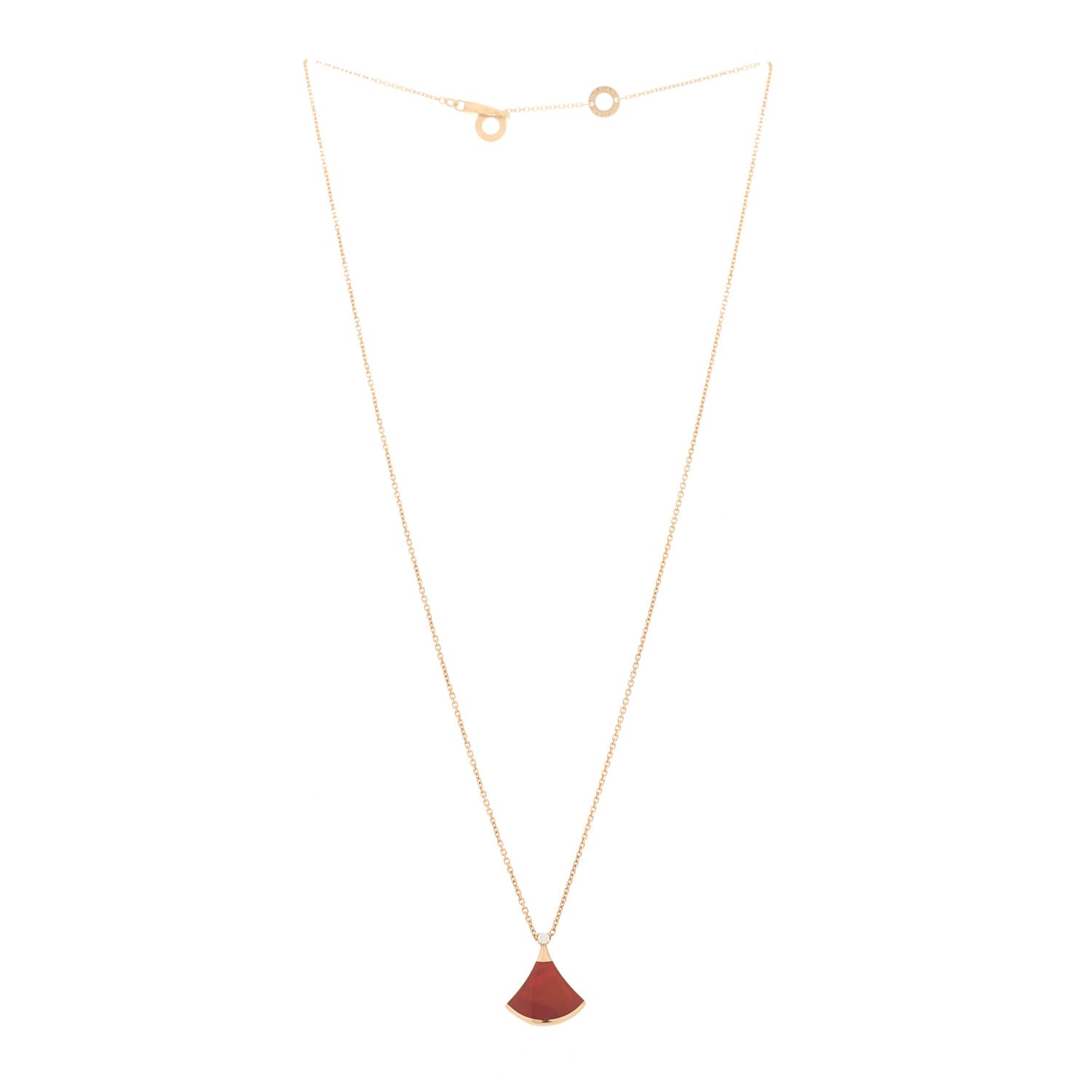 Bulgari 18K Rose Gold Diamond Carnelian Divas' Dream Pendant Necklace 3 of 6