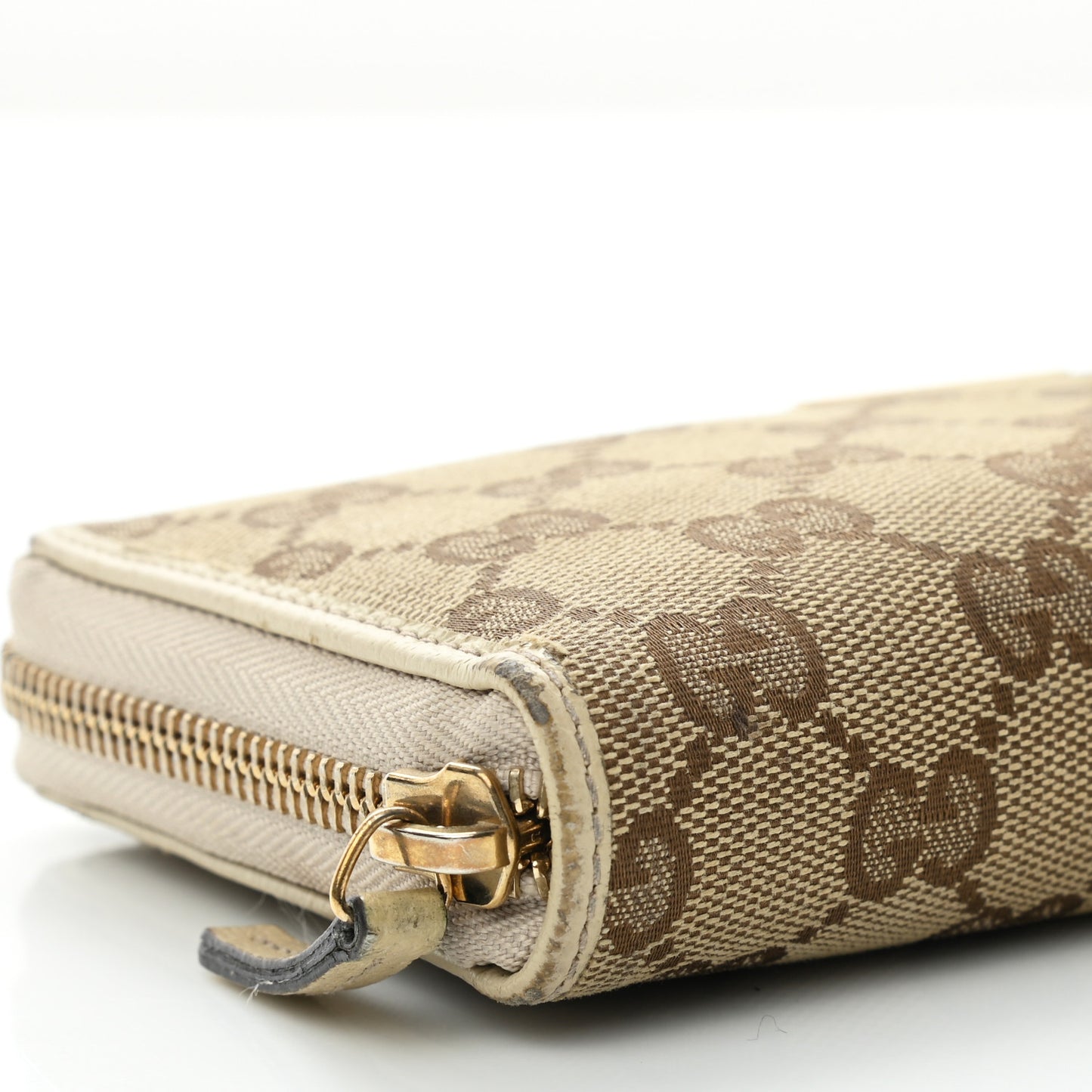 Monogram Metal Bar Zip Around Wallet Beige Ebony Off White