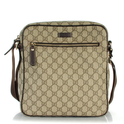 Gucci GG Plus Monogram Selleria Calfskin Medium Messenger Bag Beige Ebony Cocoa Dark Chocolate 1 of 7
