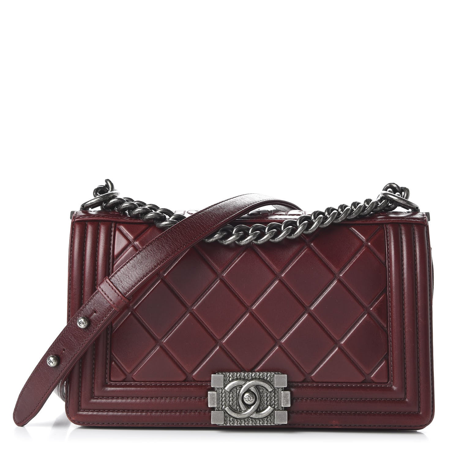 Chanel Calfskin Embossed Medium Paris Salzburg Boy Flap Red 1 of 13