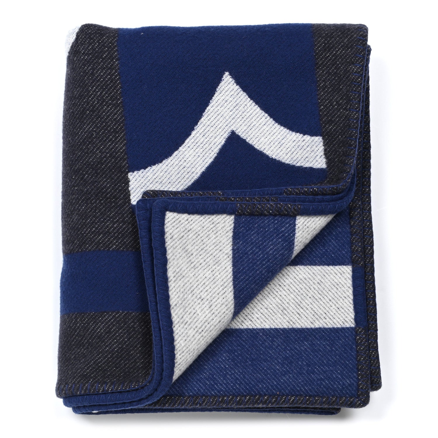 Hermes Cashmere Wool Brandebourgs Blanket Encre 2 of 3