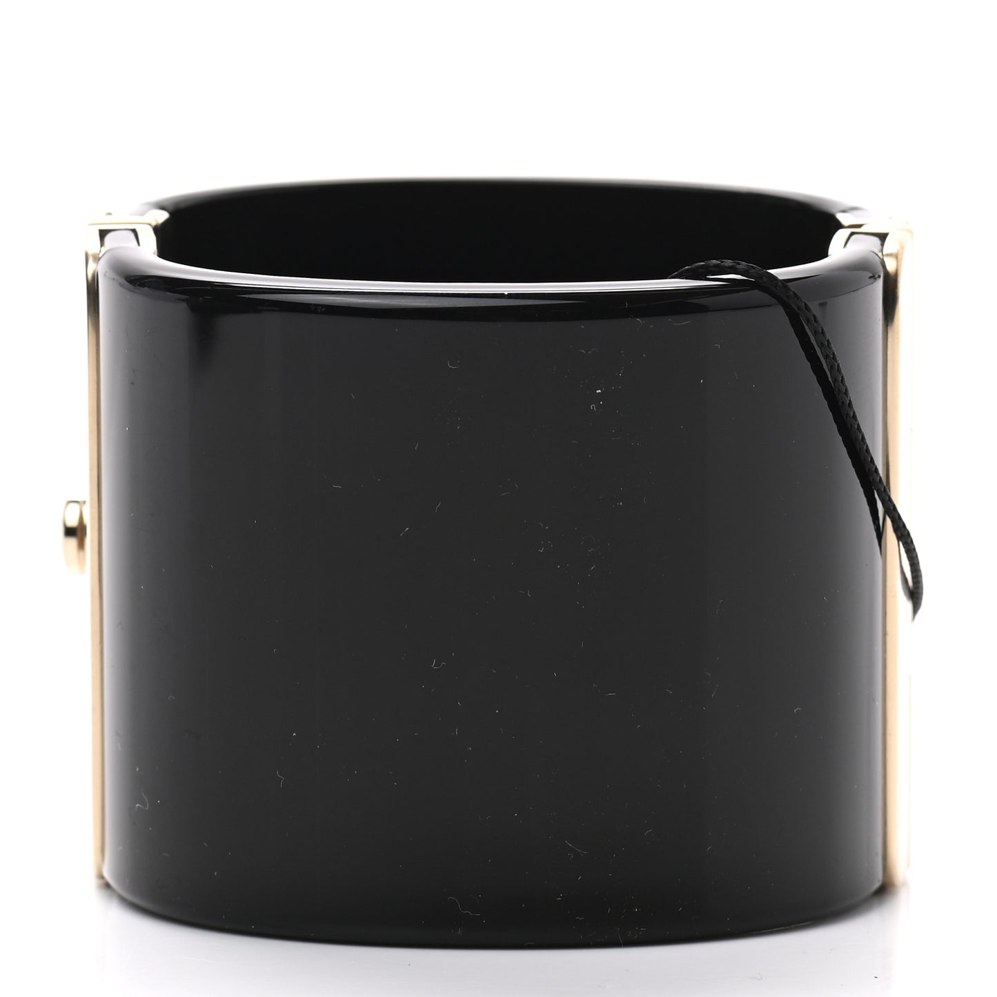Resin Crystal Heart CC Cuff Bracelet Black