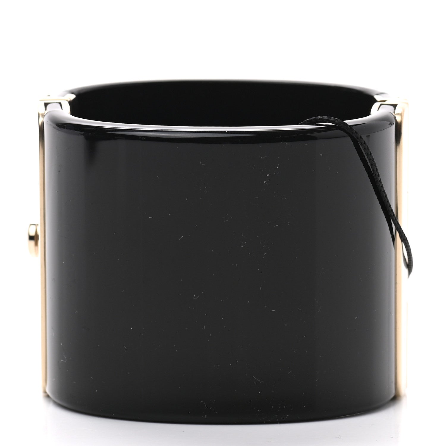 Chanel Resin Crystal Heart CC Cuff Bracelet Black 3 of 4
