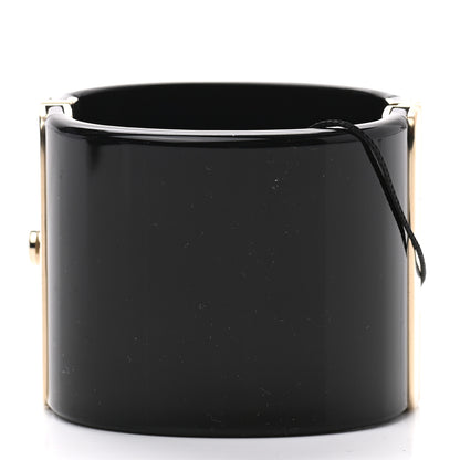 Chanel Resin Crystal Heart CC Cuff Bracelet Black 3 of 4