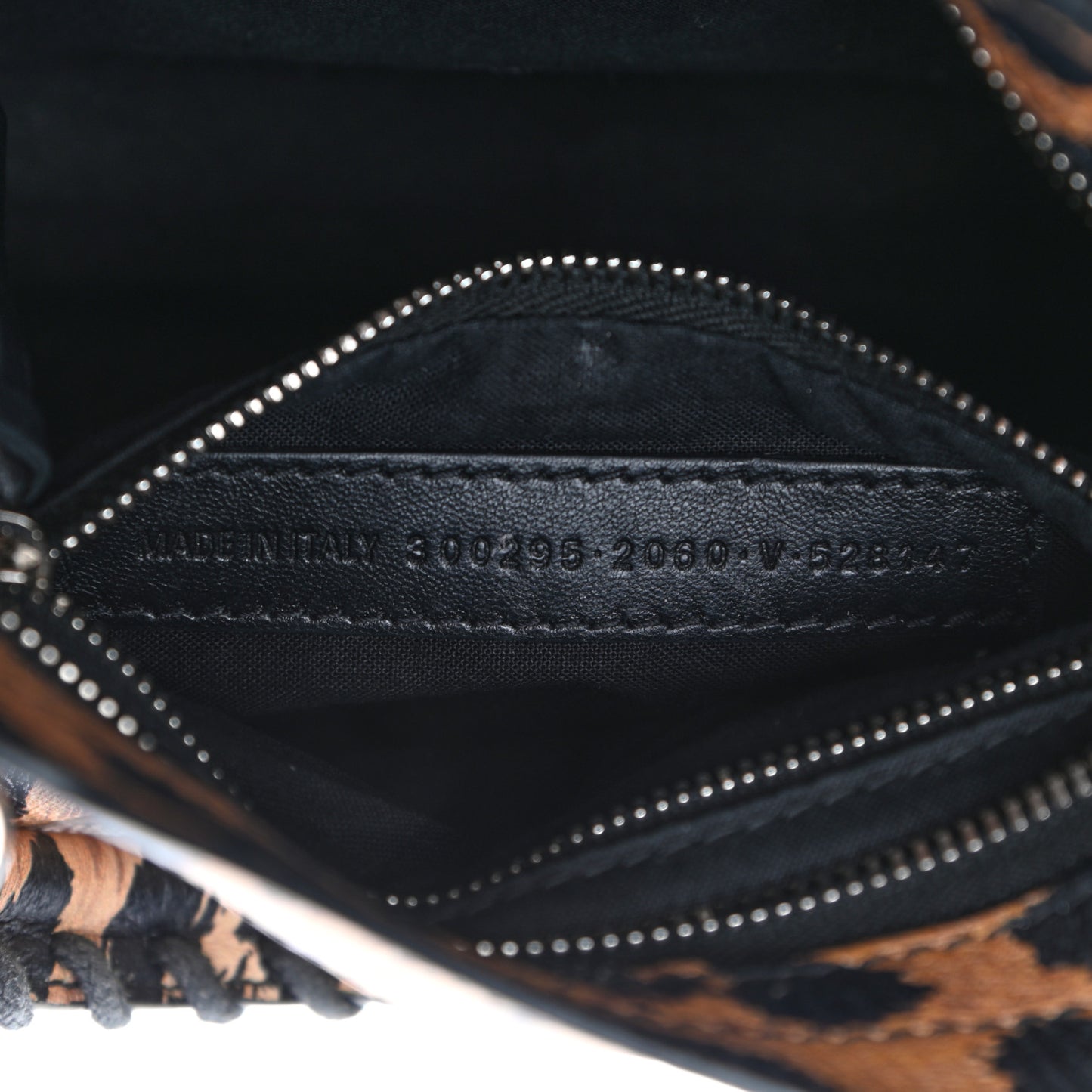 Smooth Calfskin Leopard Print Classic Silver Hardware Mini City Beige