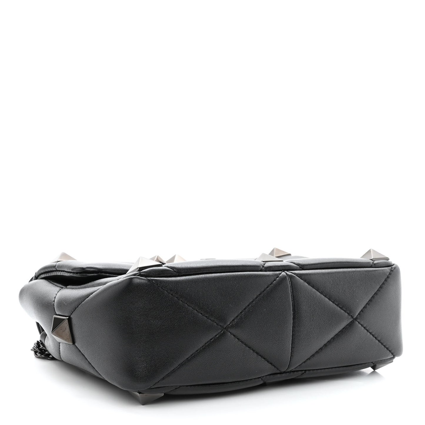 Nappa Monochrome Medium Roman Stud Shoulder Bag Black