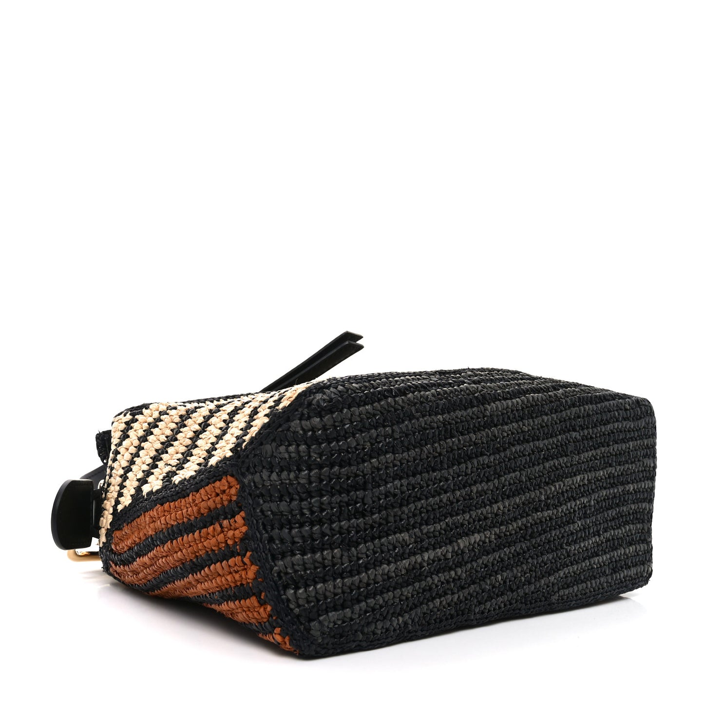 Calfskin Raffia Paula's Ibiza Small Puzzle Edge Bag Natural Honey Gold