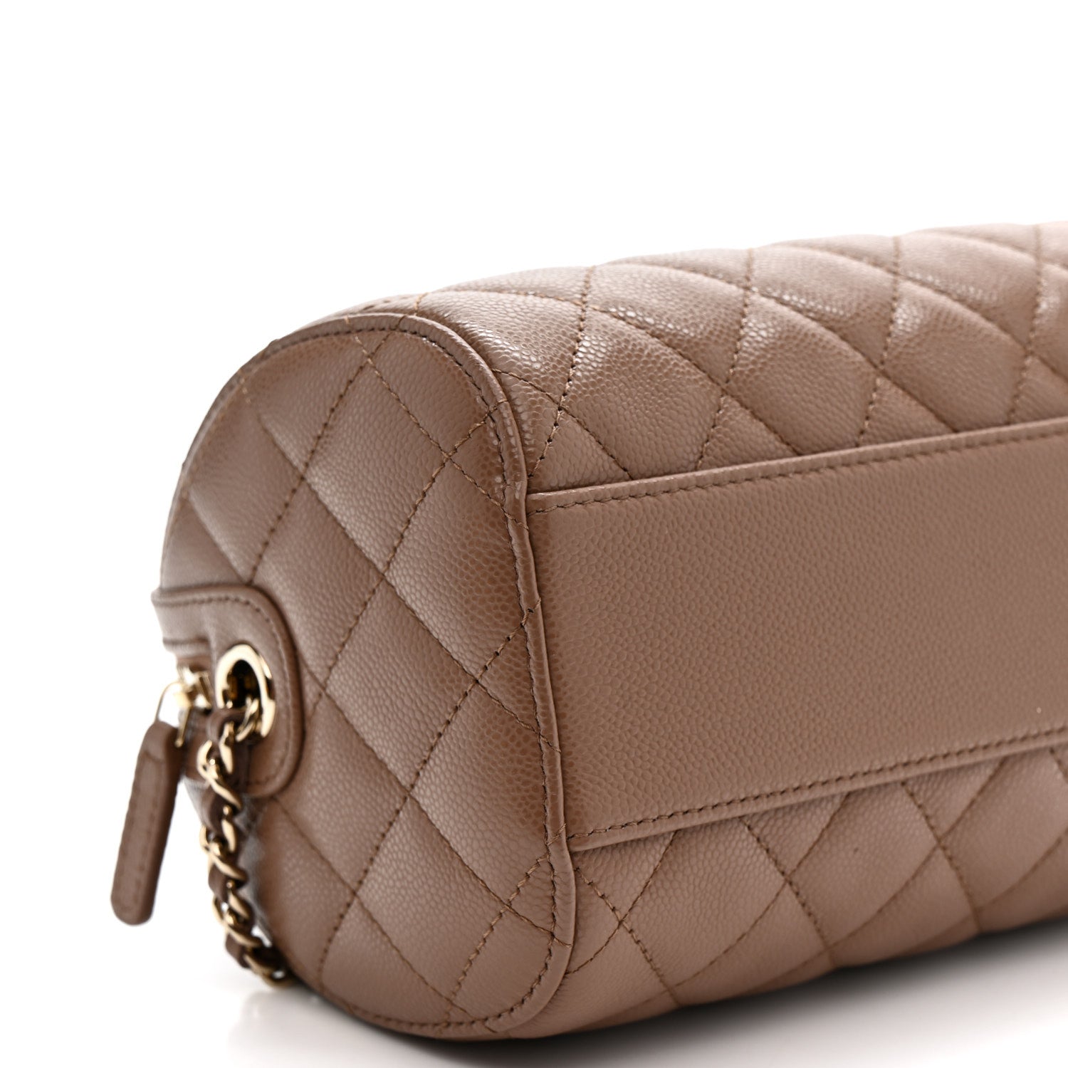 Chanel Caviar Quilted Barrel Clutch With Chain Brown 9 of 11