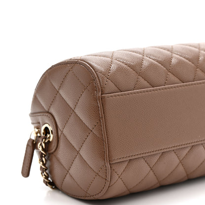 Chanel Caviar Quilted Barrel Clutch With Chain Brown 9 of 11