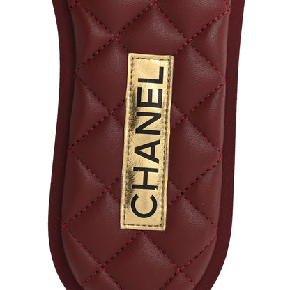 Chanel Lambskin Quilted Textured CC Mules Sandals Red 7 of 12
