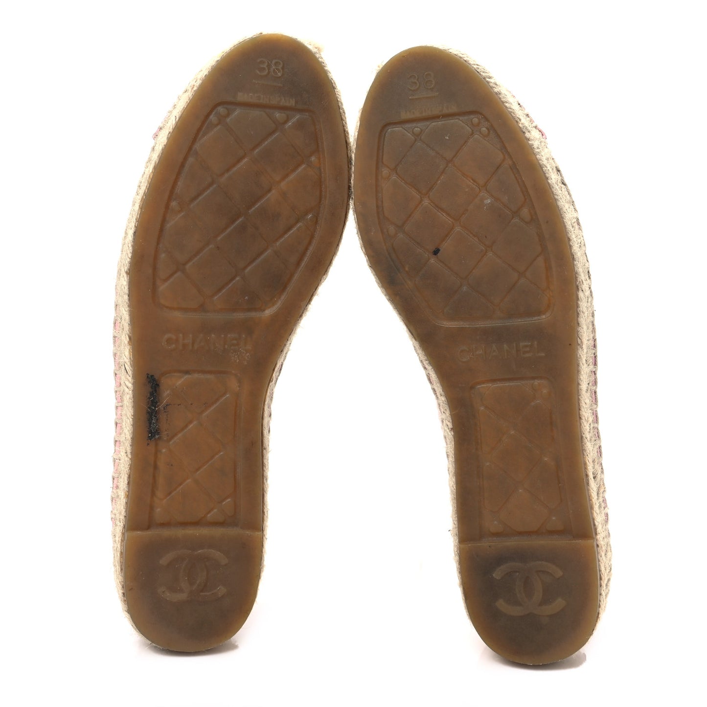 Mesh Lambskin CC Espadrilles 38 Light Pink Beige