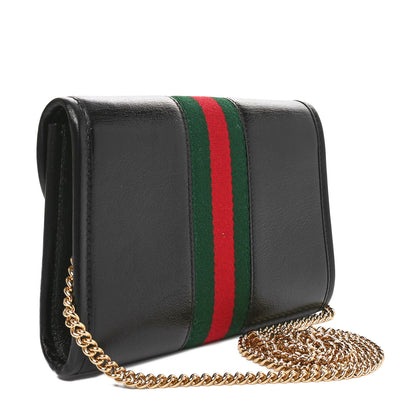 Gucci Textured Calfskin Web Small Rajah Slim Flap Shoulder Bag Black 3 of 11