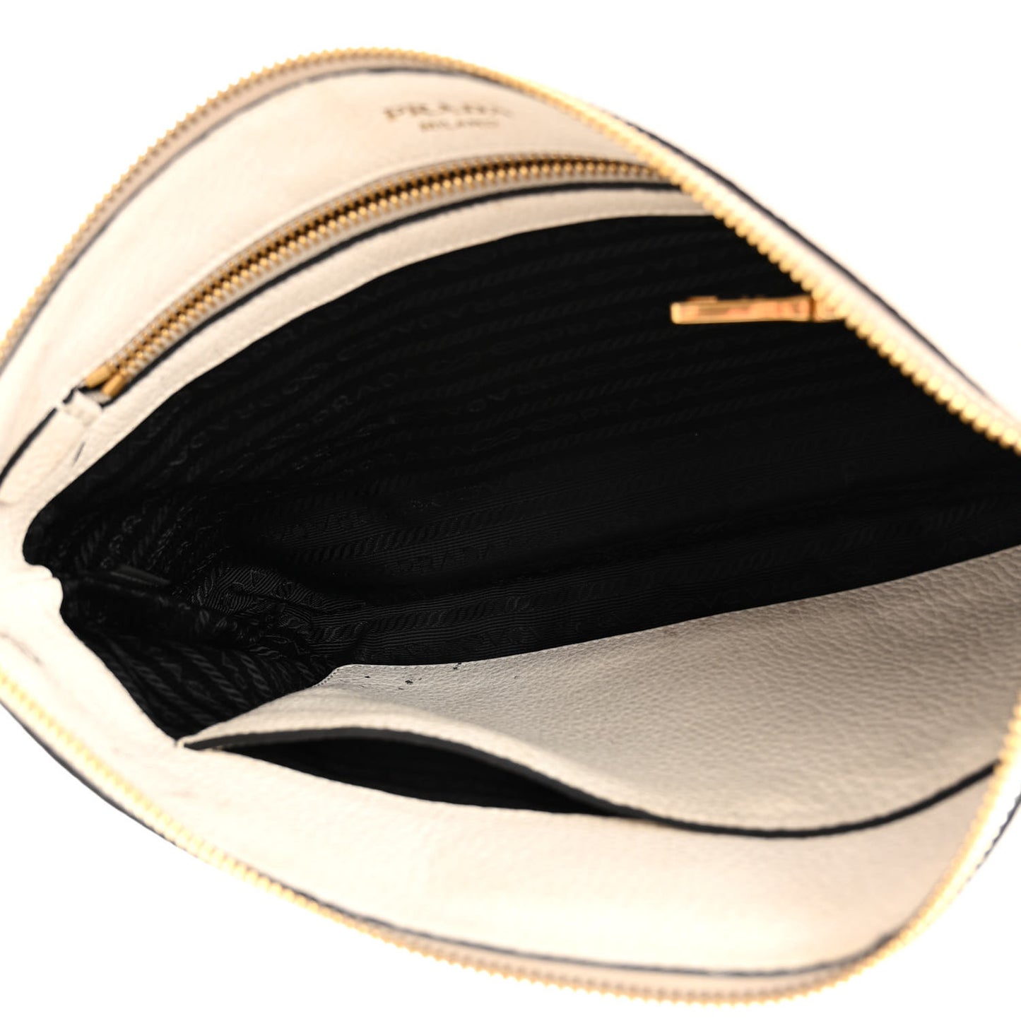 Vitello Daino Zippered Shoulder Bag White