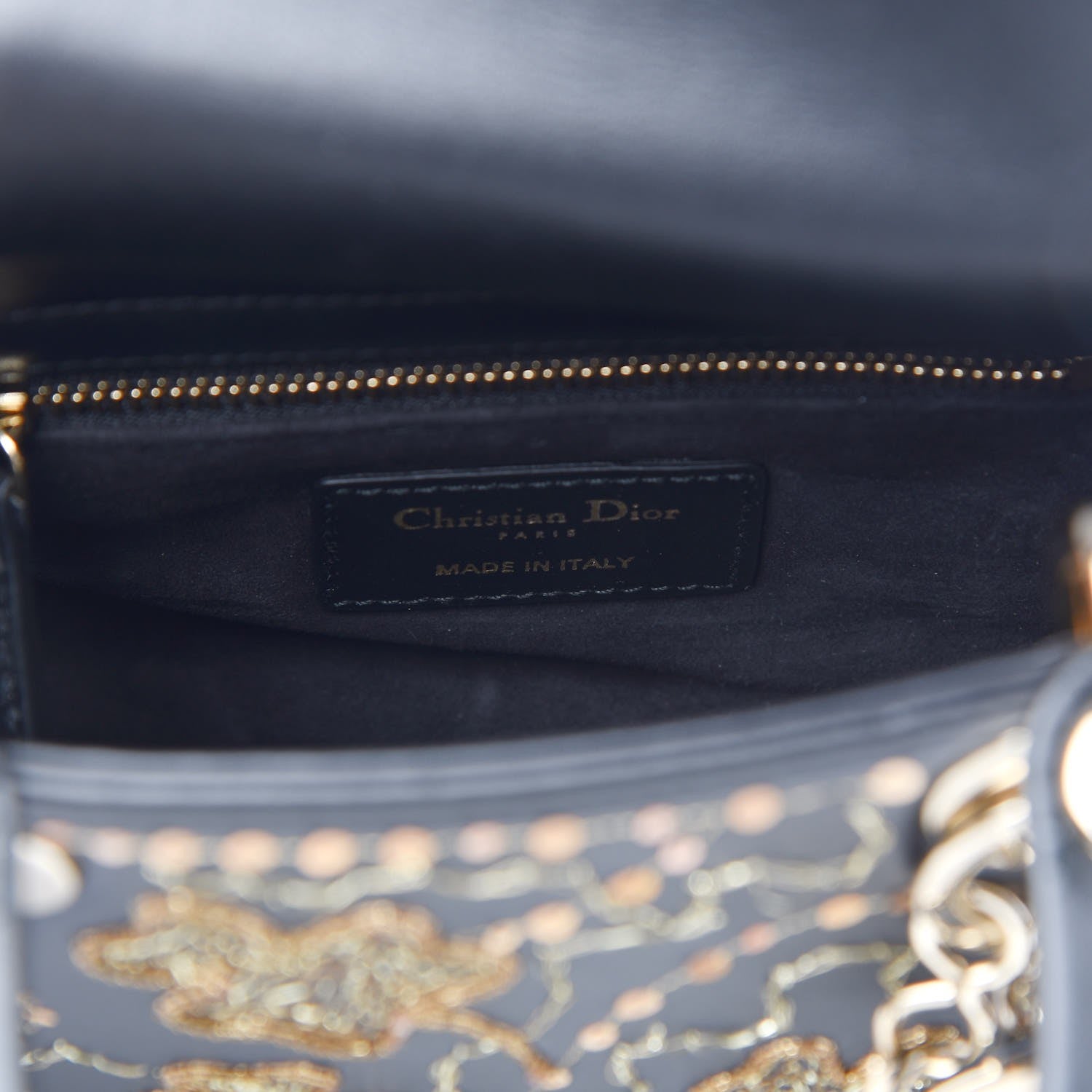 Christian Dior Smooth Calfskin Embroidered Mini Lady Dior Black 7 of 9