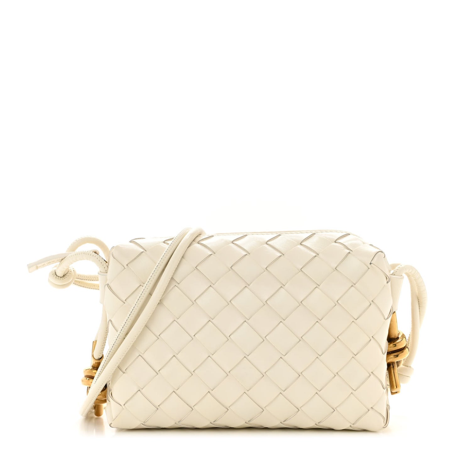 Nappa Intrecciato Metallic Knot Mini Loop Camera Bag Bone